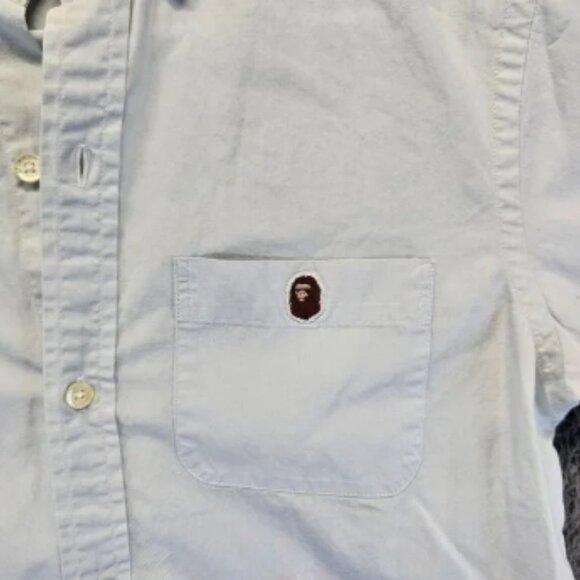 A Bathing Ape Shirt Men Size Small White Plaid Long Sleeves Button Down - Picture 2 of 9